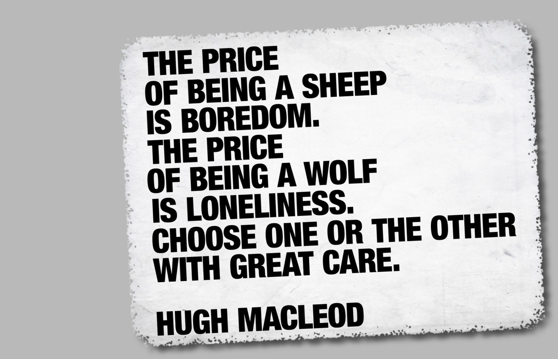 the price of being a sheep is boredom