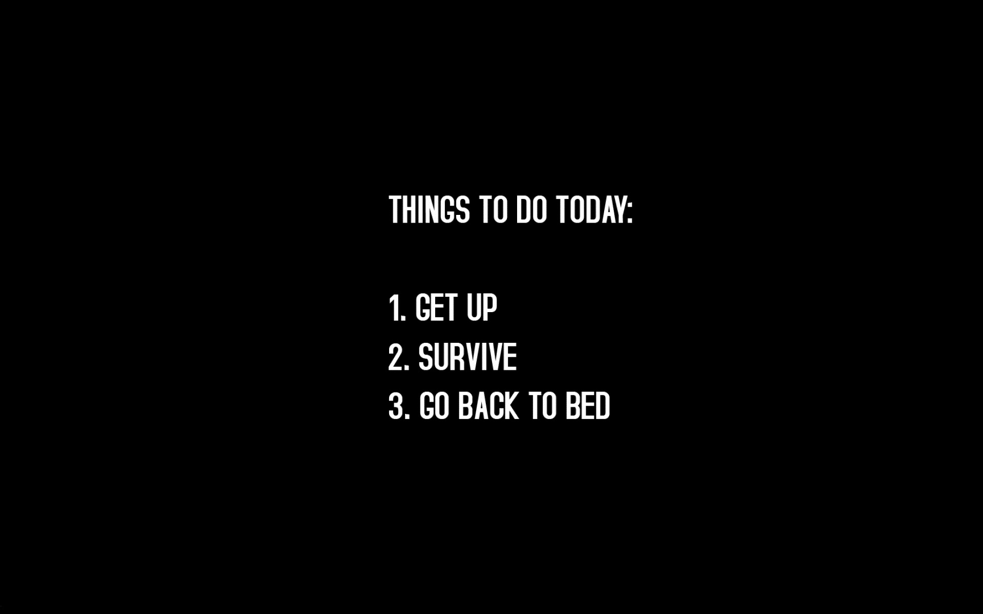 things to do today 1 get up 2 survive 3 go back to bed